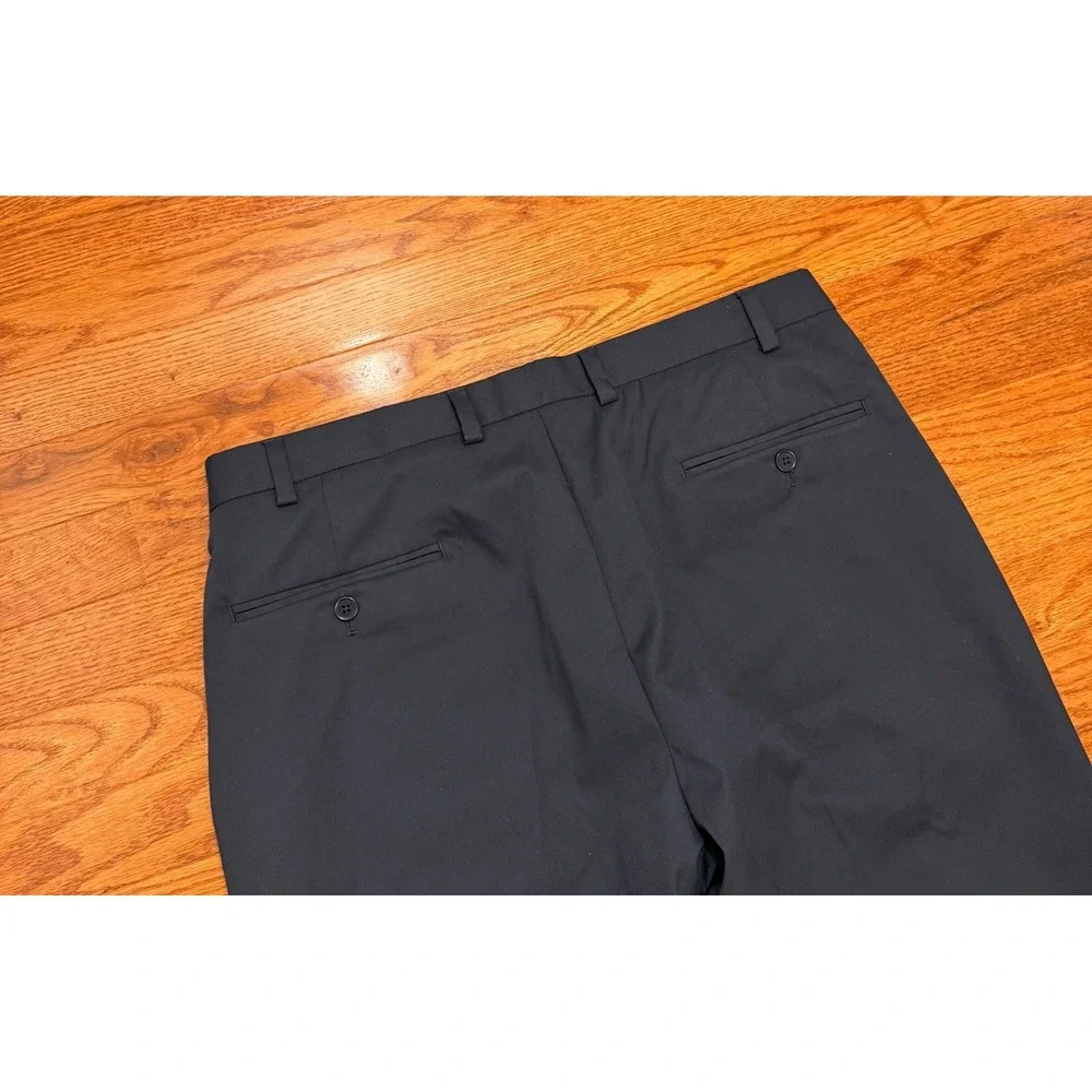 Brooks Brothers Dress Pants Mens 36x32 Navy Blue Flat Performance Polyester
